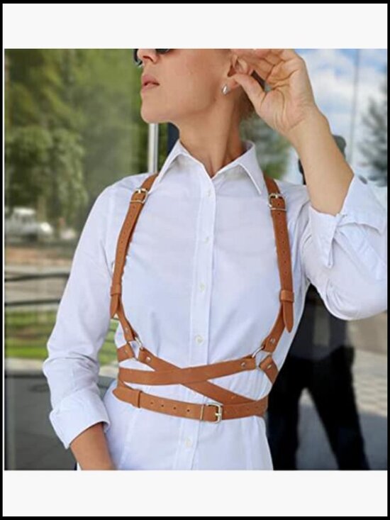 Faux Leather Waist Belt Harness Adjustable with Buckles O-Rings Punk Y2K
